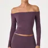 Camiseta Cai Jue Sport Manga Longa de Um Ombro para Mulheres, Simples, Fashion, Versátil, Justa ao Corpo, Sexy, Decote Caído, Emagrecedora, Top Casual