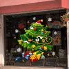 Decoraciones navideñas, Papá Noel, árbol de Navidad, copo de nieve, pegatinas electrostáticas para vidrio, decoraciones para escaparates, pegatinas de ventana de dibujos animados