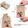 Nueva bolsa de regalo de lino navideño bolsa con cordón fabricantes en stock bolsa de regalo de Navidad bolsa de regalo de dulces