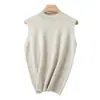 Delicado Colete de Lã Merino 100% com Gola Alta Curta para Mulheres, Peça Básica de Tricô Sem Mangas para Camada Base, Top Modelador e Ideal para Camadas