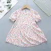 Vestido de algodón con mangas abullonadas 2022 algodón artificial floral fresco fino falda suave