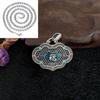 Colar de prata esterlina 925 estilo étnico masculino e feminino pintado de azul queimado Lotus Ruyi pingente de cadeado retrô corrente longa para clavícula
