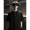 Camiseta de Manga Corta para Hombre, Marca de Moda, Corte Holgado, Mangas Tres Cuartos, Nuevo Estilo Verano 2026, Moda de Celebridad de Internet, Top Sencillo, Moderno