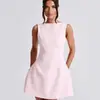 Vestido de Verano para Mujer con Acabado de Alta Gama, Nuevo Estilo Corto con Cintura Marcada en Forma de Pera, Elegante y Dulce, Adecuado para Citas, Sencillo y sin Mangas para Figuras Petite
