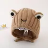 Chapéu de Lã para Bebê Outono e Inverno Versão Coreana Sapo Fofo Masculino e Feminino Bebê Versão Coreana Pulôver de Tricô Proteção para Orelhas Quente e Grosso