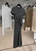 Recomendação PrincipalYuran 26 Coleção Primavera/Verão Nova Vestido de Malha com Costelas Elásticas de Algodão de Fibra Longa com Mangas de Babado