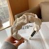 Coreano Dongdaemun Elegante Plissado Abas Largas Cor Sólida Simples Hairband Borla Retro Tecido Pressionado Cabelo Headband Acessórios para o cabelo para mulheres