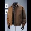 Modelo de Exportación 2025 Modelo de Datos Calidad Original Falso Americano Dos Piezas Retro Cuello de Camisa a Cuadros Chaqueta de Cuero Lavado Casual