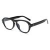 2024 Nuevos Lentes Ovalados de Montura Negra para Adelgazar el Rostro, Lisos y Anti Luz Azul para Rostros Cuadrados y Redondos para Estudiantes con Miopía y Grado