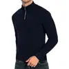 Suéter Masculino Gola Alta com Zíper Suéter Masculino de Outono Solto Suéter Casual Pulôver de Manga Longa