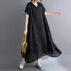 Comércio Exterior Vestido Longo Feminino 8 Cores Estilo Coreano Plus Size, Solto e Emagrecedor, com Capuz, Gola V, Amigo para Viagem, Elegante, Falso Seda Algodão