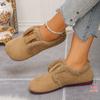 Zapatos peludos con forro de felpa, Zapatos de cobertura total estilo Birkenstock para mujer, Nuevos zapatos casuales planos retro de algodón cálido sin cordones de invierno 2025