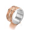 Anel Transfronteiriço de Aço Titânio Seis Fileiras Diamantes Completos Europeu e Americano Aço Inoxidável Casal Joias Cravejadas de Diamantes Atacado Estilo Diamante Luxo Leve