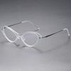 Armazón de titanio puro para gafas de miopía, armazón ojo de gato pequeño estilo occidental para mujer, gafas de miopía sencillas sin tornillos 6550