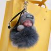 Muñeca para dormir de piel de zorro, juguete de peluche, adornos para teléfono móvil, cordón, muñeca, colgante para bolso de piel real, llavero para coche