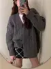 Cárdigan de punto suelto y casual estilo coreano, chaqueta suéter de punto trenzado liso para mujer, otoño/invierno 2026, estilo universitario