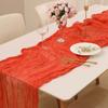 Caminho de Mesa Estilo Boêmio, Caminho de Mesa de Chiffon Franzido de Bali, Toalha de Mesa Trançada Estilo Europeu, Decoração para Festa de Casamento