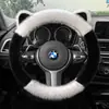 Funda de volante de felpa para invierno, cálida y resistente al frío, con orejas de pelo de visón lindas, no suelta pelo, elástica, funda de volante universal para coche
