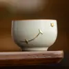 Caneca de Chá Cerâmica Kiln Ru com Galho de Flor de Ameixa e Pregos Decorativos, Caneca Especial de Mestre para Beber Chá, Degustar Chá e Caneca Luohan