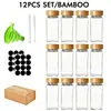 Potes para temperos de acampamento (12 unidades) 120ml 120g Bambu+Vidro