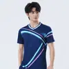 Novos Uniformes de Badminton Masculinos e Femininos, Conjuntos Esportivos, Mangas Curtas Respiráveis de Secagem Rápida, Uniformes de Treinamento de Tênis e Vôlei para Compra em Grupo com Números Impressos
