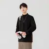 Moletom Retrô Estilo Hong Kong com Gola Meia-Alta em Veludo Alemão para Homens no Outono e Inverno Roupa Íntima Aconchegante Marca da Moda Camiseta Longa Solta e Versátil