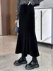 Saia midi de veludo de cintura alta para mulheres 2026 Outono Novo Estilo Tamanho Grande Elegante de Alta Qualidade Passo a Passo Saia Cauda de Peixe Lótus