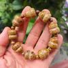 Madera de Ala de Pollo, Sándalo, Secuoya, Pulsera de Calabaza Multi-Preciosa, Palosanto, Pulsera de Cuentas Budista Coleccionable de Fortuna y Prosperidad, Madera de Nicho Unisex