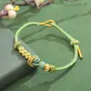 Pulsera Semi-terminada de Nudo Flor de Durazno Diy, Adecuada para Colgantes de Oro, Hilo Rojo Tejido a Mano para el Festival del Bote del Dragón