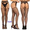 Meias-calças de rede com suspensórios de ponto de fábrica meias sexys para mulheres meia-calça sexy com trama de rede jacquard meias de virilha 7501