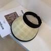 Sombrero de paja negro con ala grande y protección solar UV, estilo clásico, para mujer, 2023