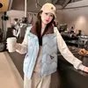 Nova moda 2026 colete de algodão para mulheres, outono e inverno, curto, sem mangas, caimento solto, estilo coreano, peça externa