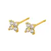 Arete de Trébol de Cuatro Hojas Full Diamante Aretes Clásicos Estilo Pequeña Celebridad Flor Pequeña de Trébol Clavo para Hélice Auricular Anillo de Oreja Pequeño Fresco para Mujer