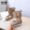 Botas de Cuero Estilo Ballet Tk 2026 Nueva Versión Coreana Zapatos de Princesa con Lazo para Niñas Botines Cortos Casuales Versátiles Modernos