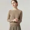 Suéter de Cashmere 100% Cashmere Puro Suéter de Tricô Gola Redonda Feminino Novo Outono/Inverno Slim Fit Versátil Suéter Pulôver de Cashmere Camisa Base