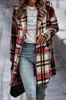 Ropa de Mujer Transfronteriza 2024 Comercio Exterior Amazon Otoño e Invierno Nuevo Abrigo de Lana a Cuadros con Solapa y Bolsillos para Mujer