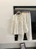 Pijama de gasa de burbujas color crema con encaje para mujer, cárdigan dulce, pantalones largos de manga larga, conjunto de ropa para el hogar con estampado, nuevo producto transfronterizo
