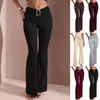 Pantalones de Campana de Color Sólido Ajustados Sexy Estilo Chica Caliente Verano Largos para Mujer