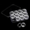 Caja de Set Redondo de 12 Piezas para Uñas, Botellas Redondas Pequeñas de 2.5g de Capacidad, Caja de Set de Botellas Vacías de Flores Secas para Uñas / Lentejuelas y Purpurina