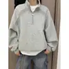 Sudadera de estilo americano desestructurada con media cremallera y cuello alto para hombre y mujer, peso pesado, corte holgado, top de moda estilo retro OOTD para otoño e invierno