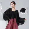 Disfraz de Danza Clásica para Mujer, Nuevo Estilo con Diseño Inspirado en el Zen, Cárdigan de Gasa Perlada, Holgado y Fluido, Top de Práctica Etéreo