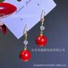 Red Pearl série ~~ coreano doce micro incrustado zircão brincos geométricos requintado moda nicho design brincos
