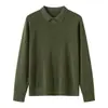 Camisa Polo 100% Lyocell Tencel para Hombre, Estilo Otoño e Invierno, Cuello Camisero, Manga Corta, Top de Punto Versátil Business Casual