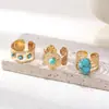 Anillo de Acero Inoxidable Taina Europeo y Americano Acero de Titanio No se Desvanece Turquesa Azul Incrustado Anillo Nicho Gama Alta Venta Caliente Transfronteriza