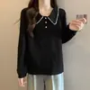 Camiseta Base de Manga Larga con Cuello de Muñeca que Cubre la Barriga para Mujer Talla Grande Primavera y Otoño Chica Gordita Holgada Adelgazante Reductor de Edad Top de Punto