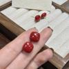 Pendientes de perla roja cuadrada Ancora para mujer, pendientes de lujo ligero de alta gama, pasador de plata, explosiones, adecuados como accesorios para las orejas de otoño