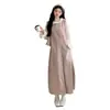 Ropa de maternidad otoño e invierno vestido peto de pana rosa capa interior de encaje conjunto de dos piezas cuello de muñeca conjunto de ropa exterior larga