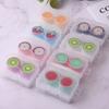 Nueva Caja Doble de Lentes de Contacto con Parche de Fruta Caja Doble de Lentes de Contacto de Color Fruta Caja de PP Fruta DIY Fácil de Llevar