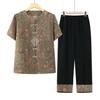 Camisa de Verano para Abuela Traje de Manga Corta para Ancianos Madre de 70 Años Camiseta Casual Conjunto de Dos Piezas de Ropa de Señora Mayor