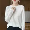 Suéter de Tricô Fino Lyocell Estilo Coreano com Gola Redonda para Mulheres, Nova Coleção Primavera/Verão 2026, Camisa Básica Versátil Simples, Top Elegante